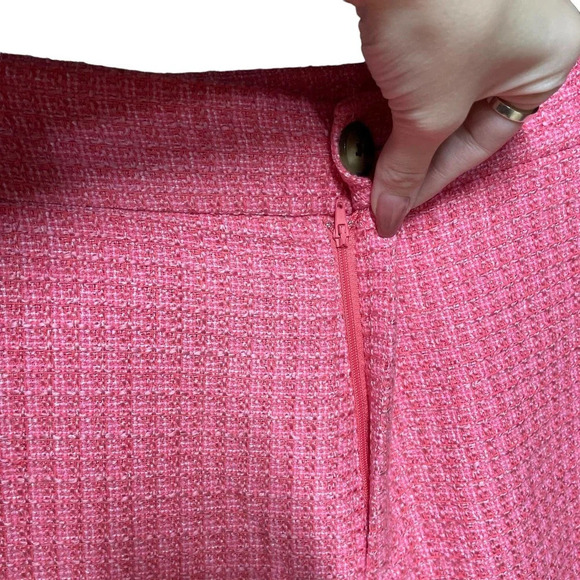 Zara Pants Cropped Fit Tweed Textured Wide Leg Trousers Pink Size Small - Picture 5 of 11
